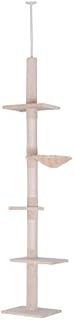 5-Tier Floor-to-Ceiling Cat Tree with Sisal Posts, Beige