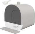 Cat Litter Box with Slide-Out Tray and Odor Filter, Light Gray