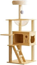 Modern Wood Cat Tree Tower for Indoor Cats, 48.8 Inch