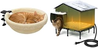 Rotating Cat Desk Bed and Heated Cat House, 20 Inch, Waterproof