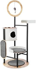66-Inch Cat Condo with Dangling Ball Platform for Indoor Cats