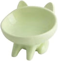 Green Slanted Ceramic Cat Food Bowl