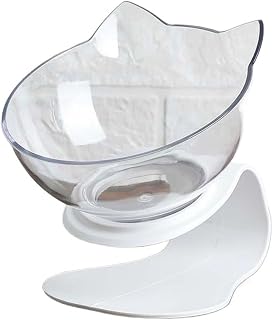 Single Plastic Cat Bowl, Non-Slip, Tall, 15-Degree Angled