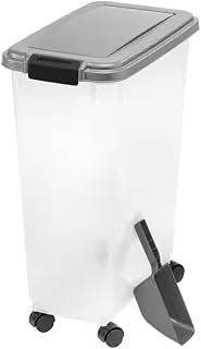Airtight Pet Food Container with Casters, 37.5 lb Capacity, LN43035
