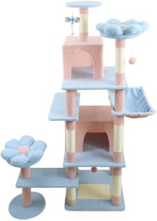 71-Inch Multi-Level Flower Cat Tree Tower with Condo, Blue