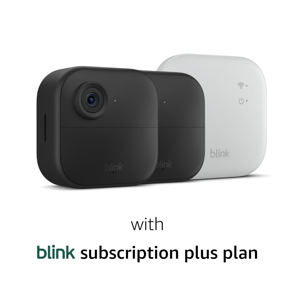 Two wireless outdoor security cameras with sync hub