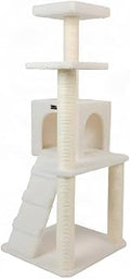 Cat Tree Tower with Sisal-Wrapped Posts and Fleece Condo, Ivory