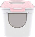 Semi-Closed Cat Litter Box, Top-In Anti-Spatter, Large, Black