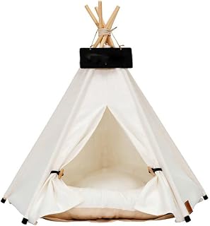 Portable Teepee Pet Tent Bed for Cats and Puppies, Black, 40 x 40 x 50 cm