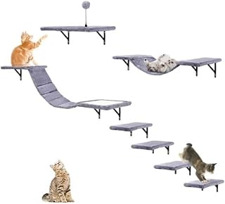 Wood Cat Wall Shelves Set, Perch Platform Climber for Cats and Kittens