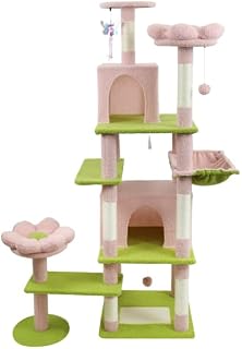 71-Inch Multi-Level Cat Tree Tower with Condo and Hammock, Pink
