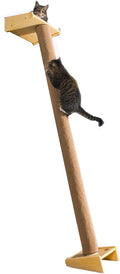Tall leaning cat tree tower with sisal scratching pillar, hammock and top perch – view 3