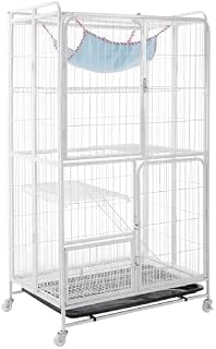4-Tier Large Metal Cat Playpen Cage with 360-Degree Wheels, Indoor