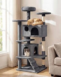 52-Inch Cat Tree Tower with Perches and Condos, Light Gray