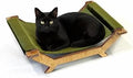 Modern Wooden Cat Hammock Bed, Green Velvet Lounger