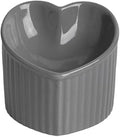 Grey Slanted Mouth Ceramic Cat Food Bowl, Tall Anti-Tip