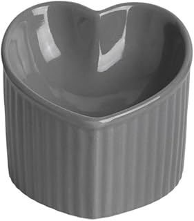 Grey Slanted Mouth Ceramic Cat Food Bowl, Tall Anti-Tip