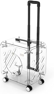 Rolling Clear Hard-Shell Pet Carrier for Cats and Small Dogs