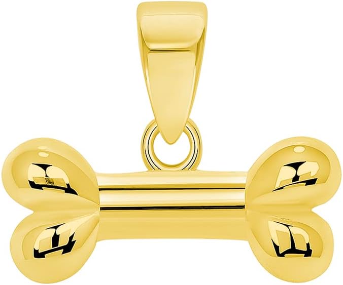 Small polished 14k yellow gold dog bone charm pendant