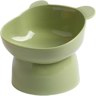 Green Grass Large-Caliber Tilted Plastic Cat Bowl