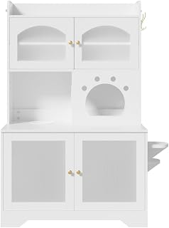 3-Tier Cat Litter Box Enclosure with Storage Cabinet