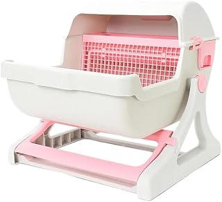 Self-Cleaning Cat Toilet with Absorbent Crystal, Waste Tray for Daily Use, Pink