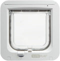 White microchip cat flap installed in a door