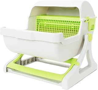 Cat Litter Box Tray with Absorbent Crystal, Self-Cleaning, Green