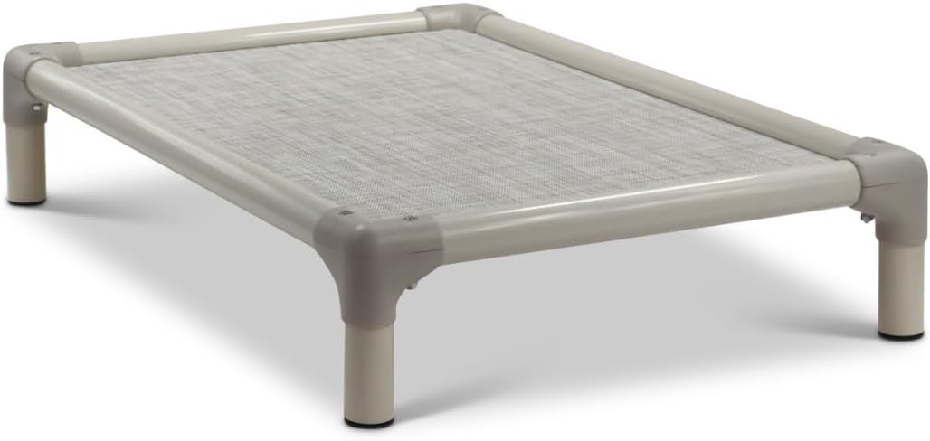 Elevated dog bed with birch outdoor mesh fabric, 44 x 27 inches