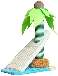 Cat Scratching Post with Sisal Column and Palm Leaf Decor