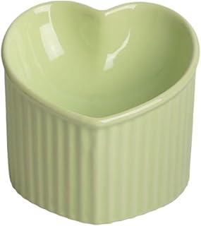 Candy Green Slanted Mouth Ceramic Cat Food Bowl, Tall Anti-Tip