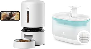 PETLIBRO 5G WiFi Cat Feeder with Camera and Cat Water Fountain 71fl oz/2.1L Bundle, 4 Large Filters