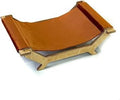 Modern Wooden Pet Hammock Bed, Soft Fabric Lounger for Cats and Small Dogs, Light Brown