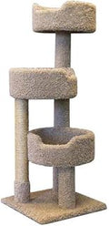 HomeStock Cat Tower with Beds, Scratching Post and Climbing Tree, Beige, 20" L x 20.5" W x 52" H