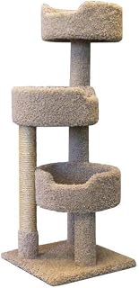 HomeStock Cat Tower with Beds, Scratching Post and Climbing Tree, Beige, 20" L x 20.5" W x 52" H