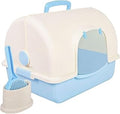 Clamshell Fully Enclosed Cat Litter Box, Anti-Splashing, Large, Blue