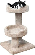 HomeStock Solid Wood Cat Tree with Plush Carpet for Large Cats, 20"x20"x32", Brown