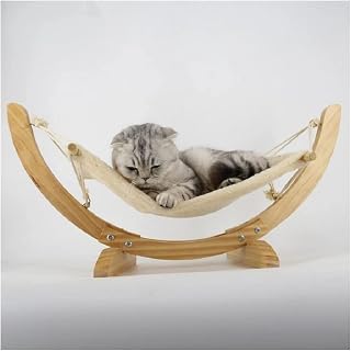 Handmade Wooden Cat Bed Hammock Cradle, Rocking Pet Mat