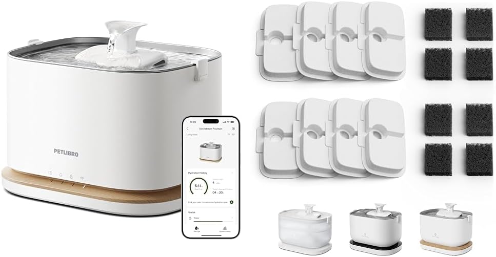 Cordless 3 liter cat water fountain with stainless steel tray and filters