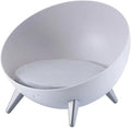 Elevated Hemispherical Cat Bed with Stable Legs and Short Cushion, Nordic Style, Gray Legs