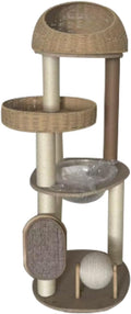 Solid wood cat tree with space capsule, basket bed and pumpkin nests – view 2