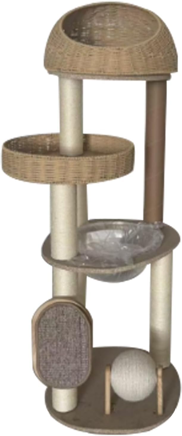 Solid wood cat tree with space capsule, basket bed and pumpkin nests – view 2