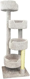 HomeStock French Country Multiple Perch Cat Tree with Scratch Post, Carpet Upholstery and Sturdy Wood Construction