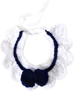 Handmade Woven Cat Bib Collar with Adjustable Floral Bow