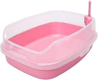Large Semi-Closed Cat Litter Box with Detachable Basin, Pink