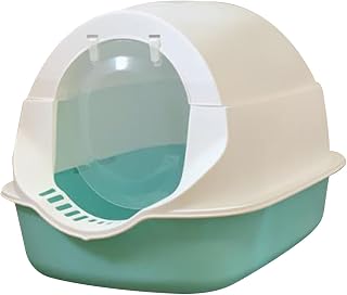 Hooded Cat Litter Box, Extra Large, Enclosed, Splash-Proof, Cyan