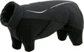 Black waterproof insulated full body dog coverall with sleeves