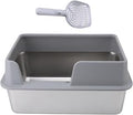 Stainless Steel Litter Pan, Large, Open Top, High-Sided, with Detachable Lid and Scoop, 19.6 x 13.7 x 9.8 in