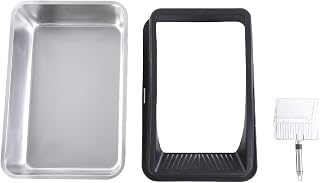Open-Top Stainless Steel Cat Litter Box with Scoop for Large Cats, Black