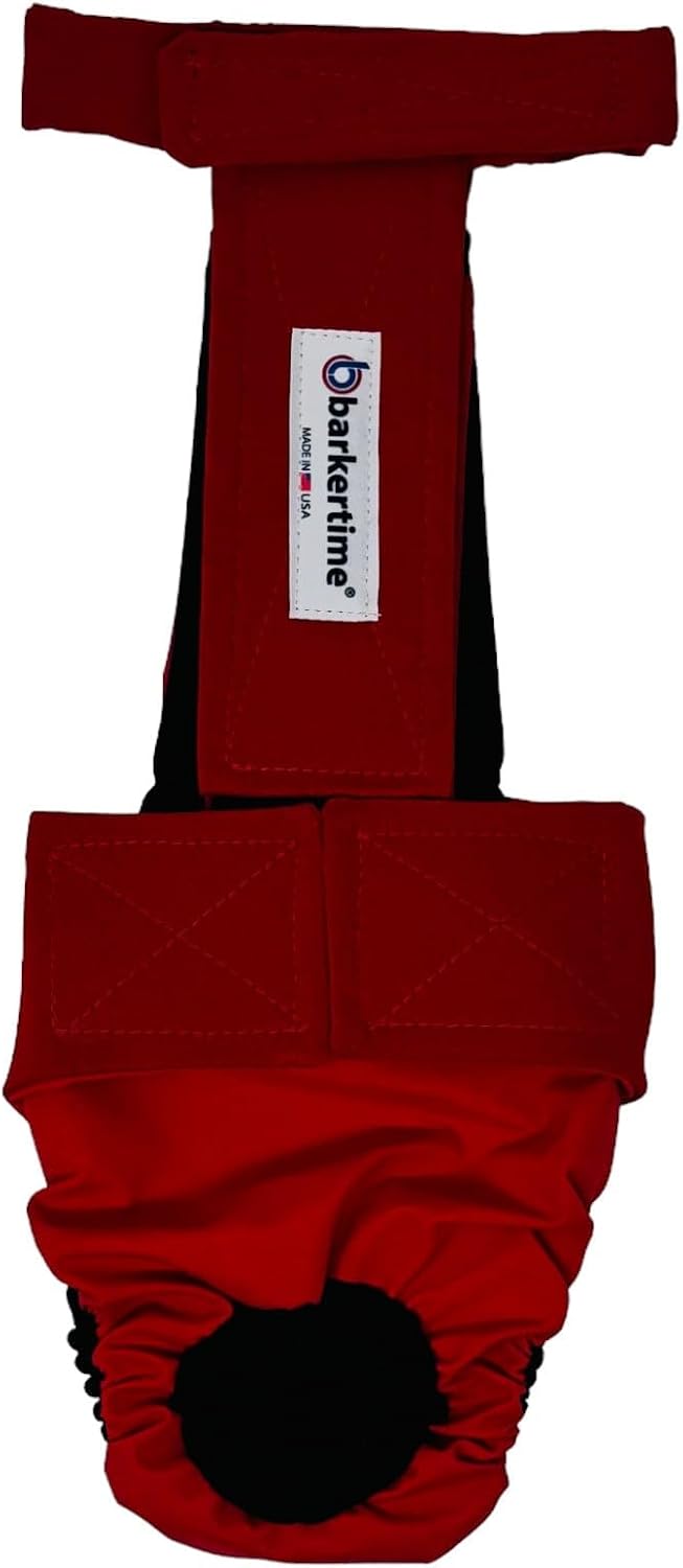 Cherry red dog diaper overall with tail hole and built-in collar